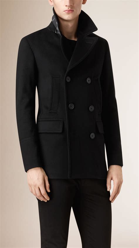 burberry london mens concealed button wool pea coat|Wool Blend Pea Coat in Black .